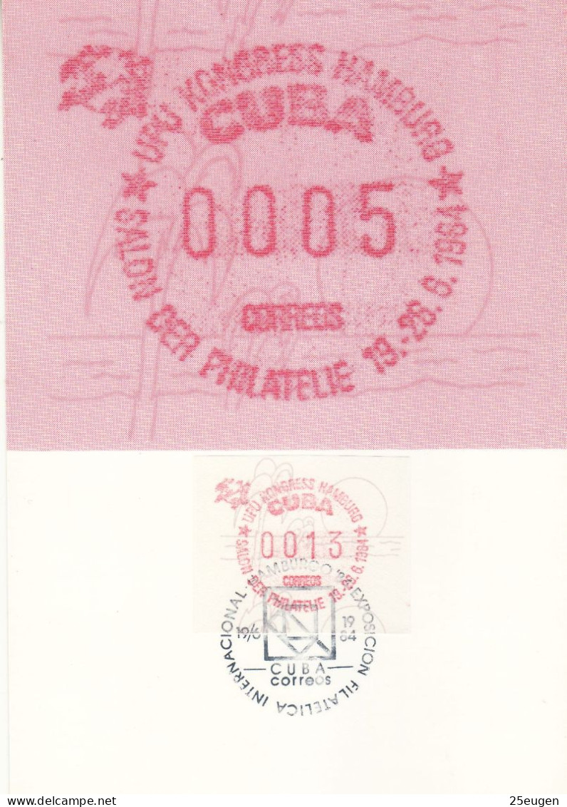 CUBA 1984 ATM No 2 COMMEMORATIVE CARD - Briefe U. Dokumente