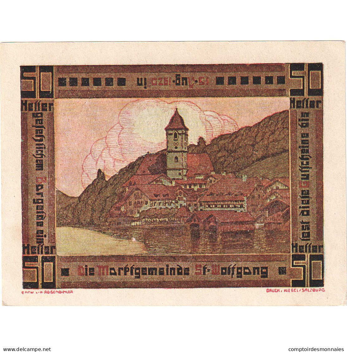Autriche, St Wolfgang, 50 Heller, Eglise, 1920, 1920-08-15, SPL, Mehl:FS 947a - Oesterreich