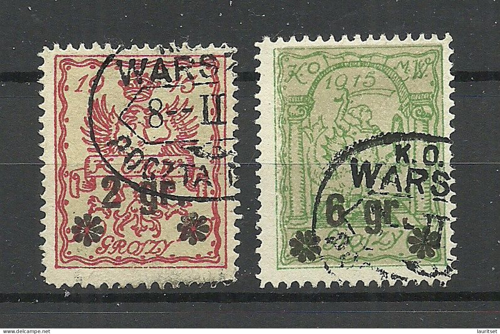 POLEN Poland 1915 Stadtpost Warschau Michel 9 - 10 O - Usados