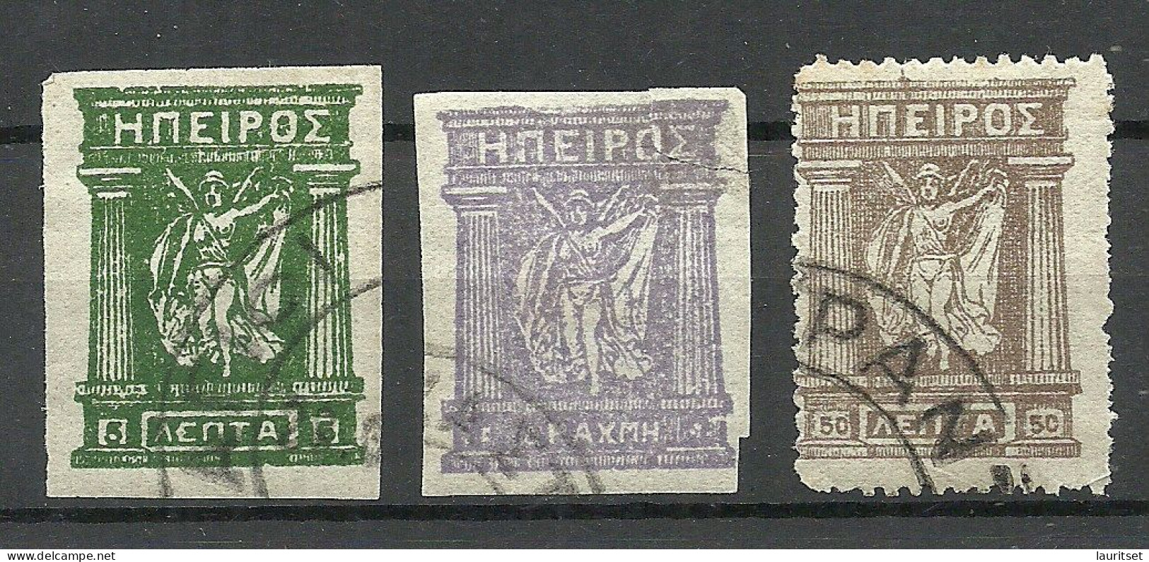 EPIRUS Epeiros Greece Ca 1914 Goddess, 3 Stamps, O - North Epirus