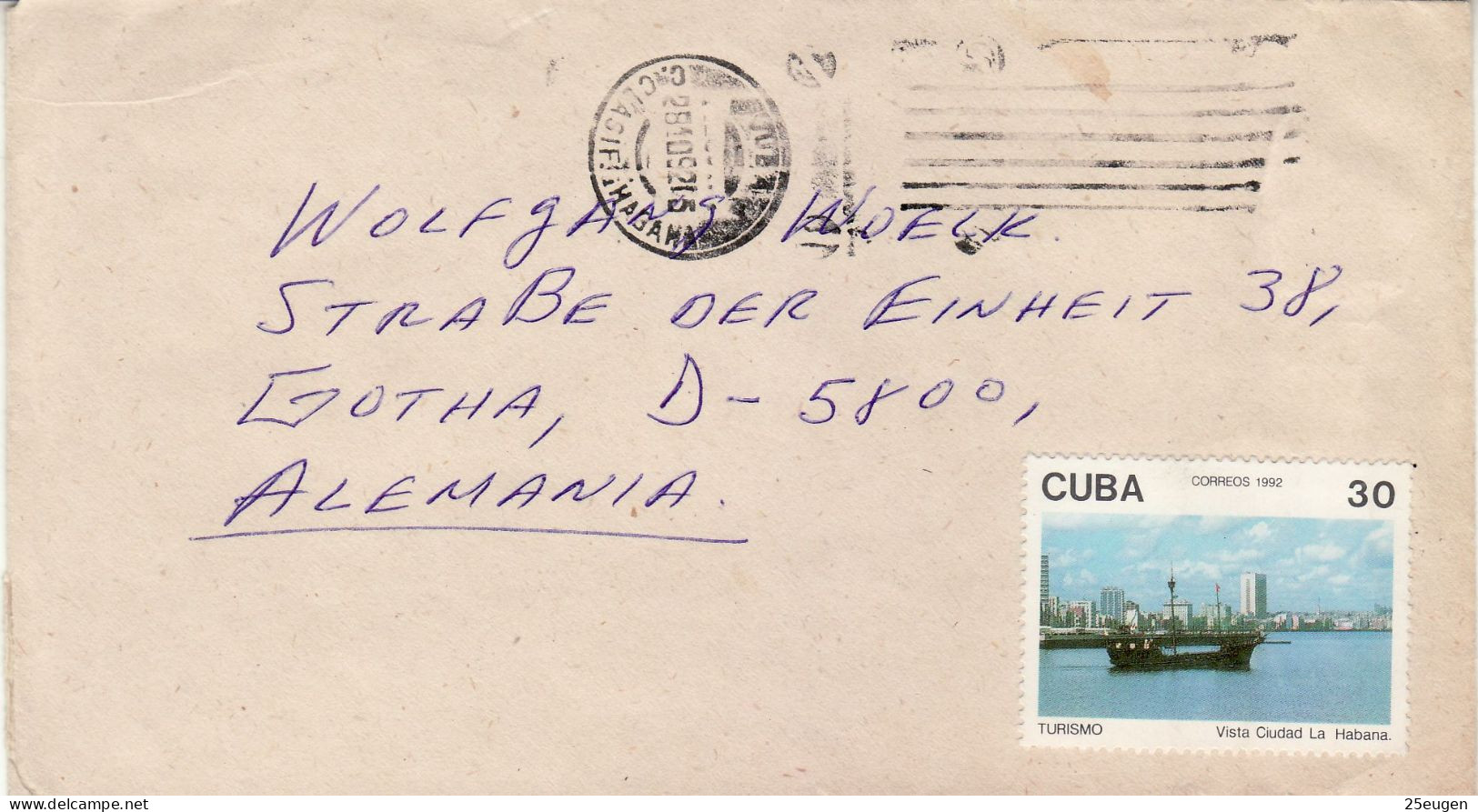 CUBA 1992 LETTER SENT TO GOTHA - Briefe U. Dokumente