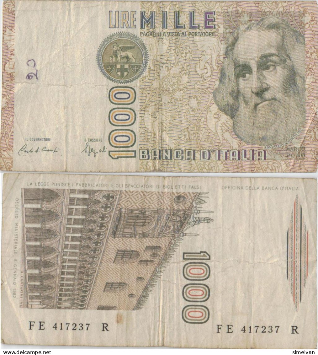 Italy 1000 Lire 1982 P-109b Banknote Europe Currency Italie Italien #5175 - 1000 Liras