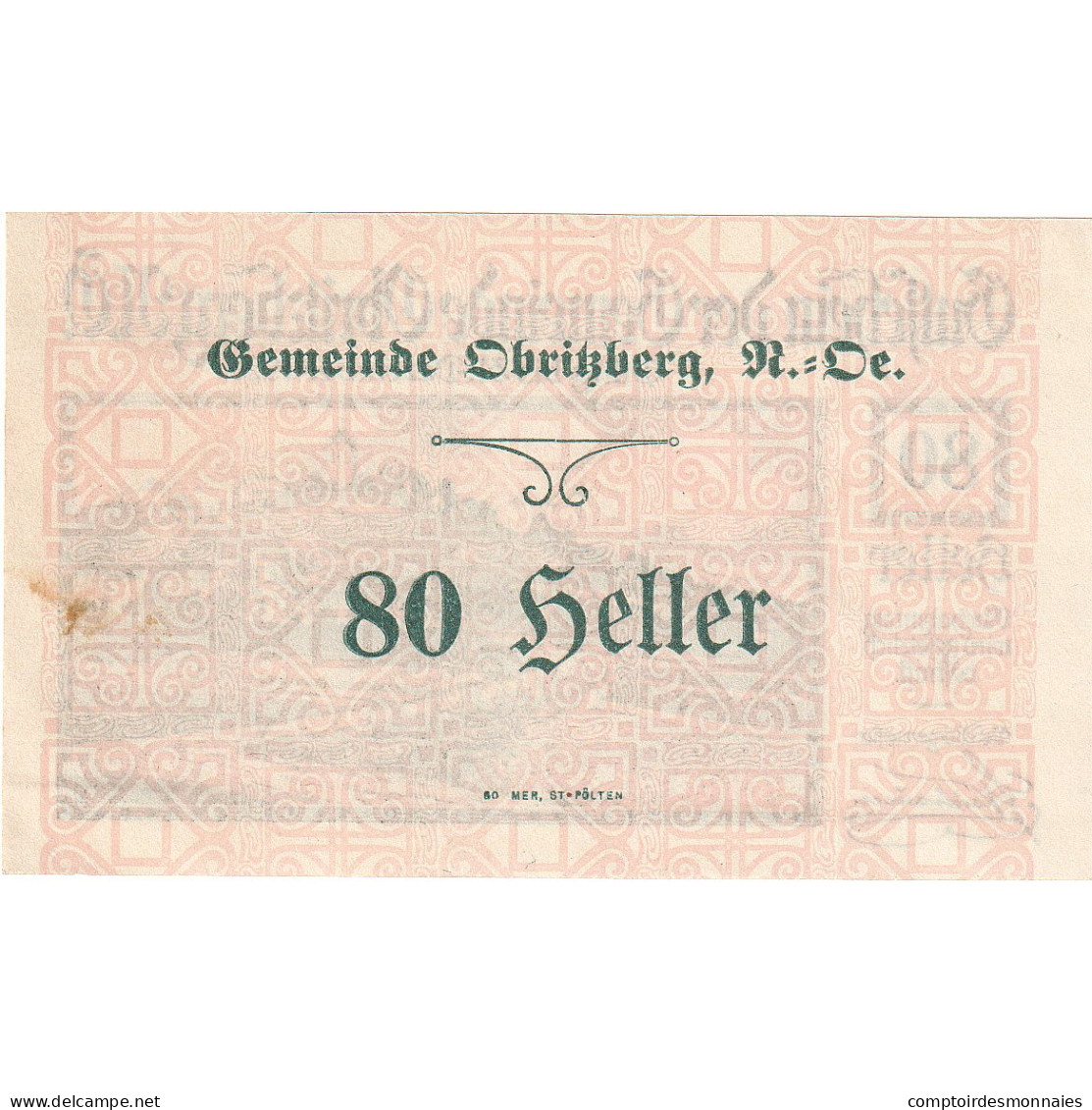 Autriche, Obritzberg, 80 Heller, Paysage, 1920, 1920-12-31, SPL, Mehl:FS 701a - Oesterreich
