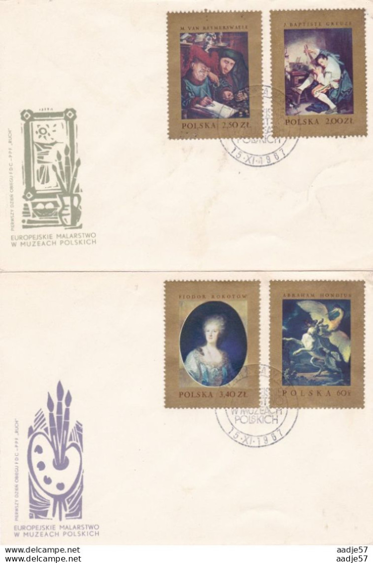 Poland 1967 European Painting In Polish Museums Rembrandt L. Da Vinci Lady With Weasel Art / Full Set FDC - Briefe U. Dokumente
