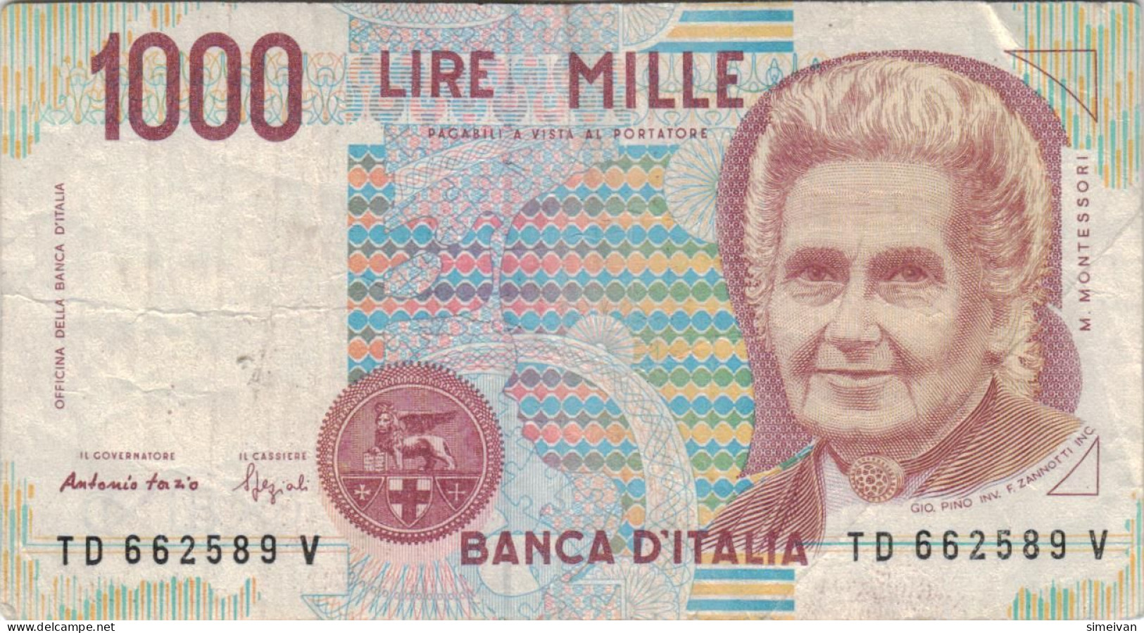 Italy 1000 Lire 1990 P-114b  Banknote Europe Currency Italie Italien #5177 - 1000 Liras