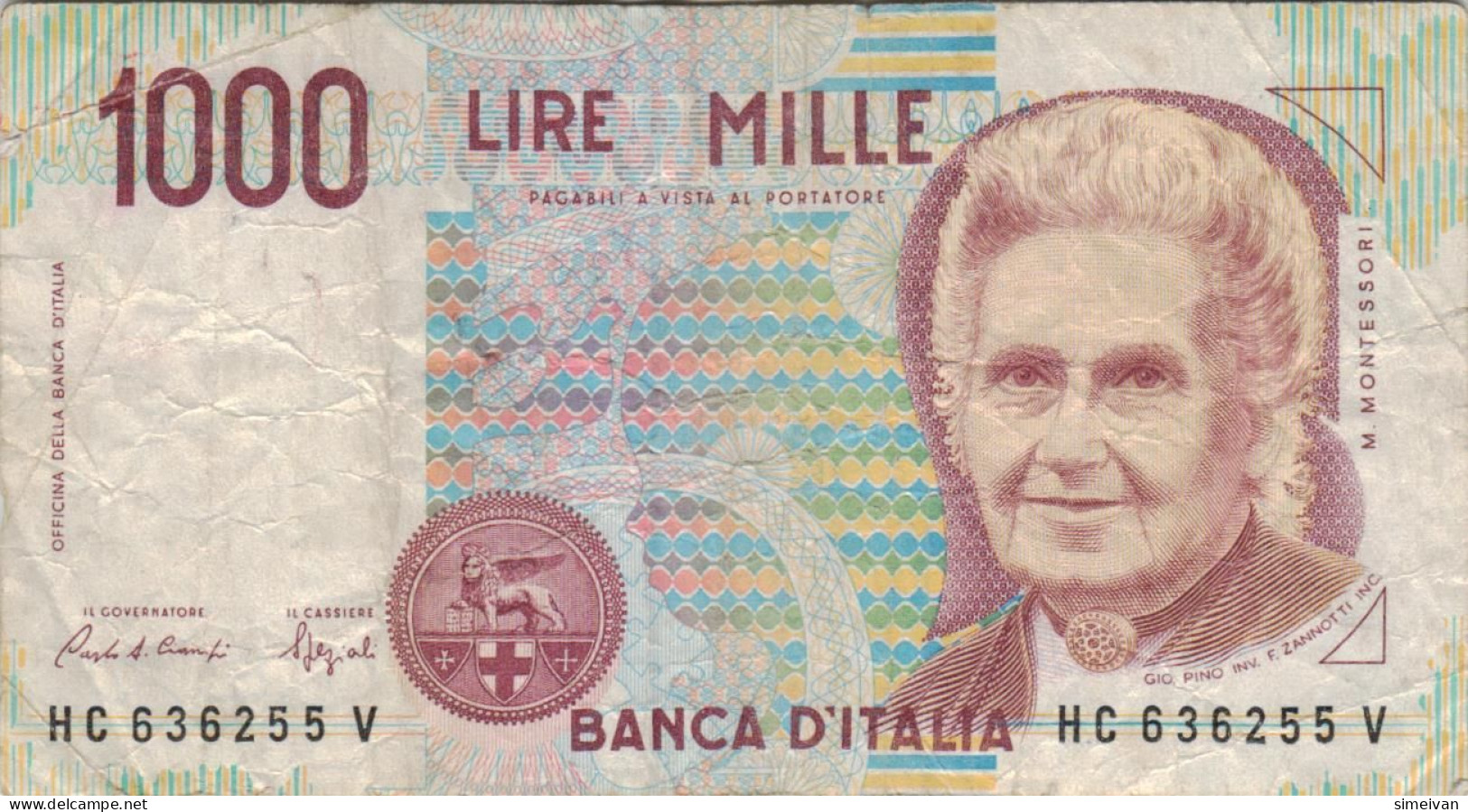 Italy 1000 Lire 1990 P-114a  Banknote Europe Currency Italie Italien #5178 - 1000 Liras