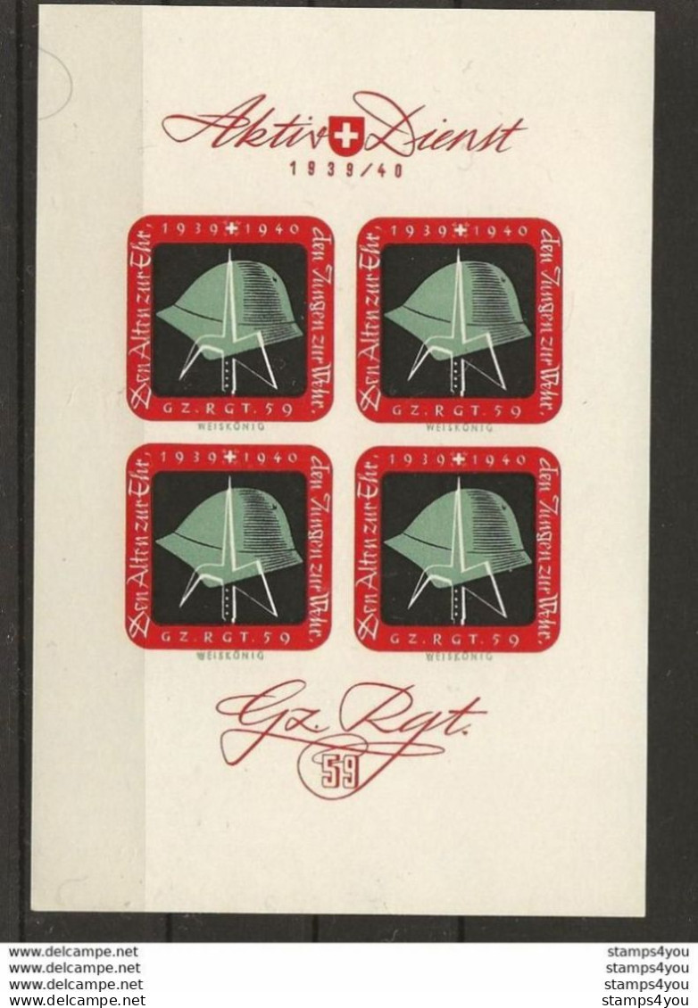 407 - 36 - Feuillet Non-dentelé Neuf    "GZU. RGT. 59" - Labels