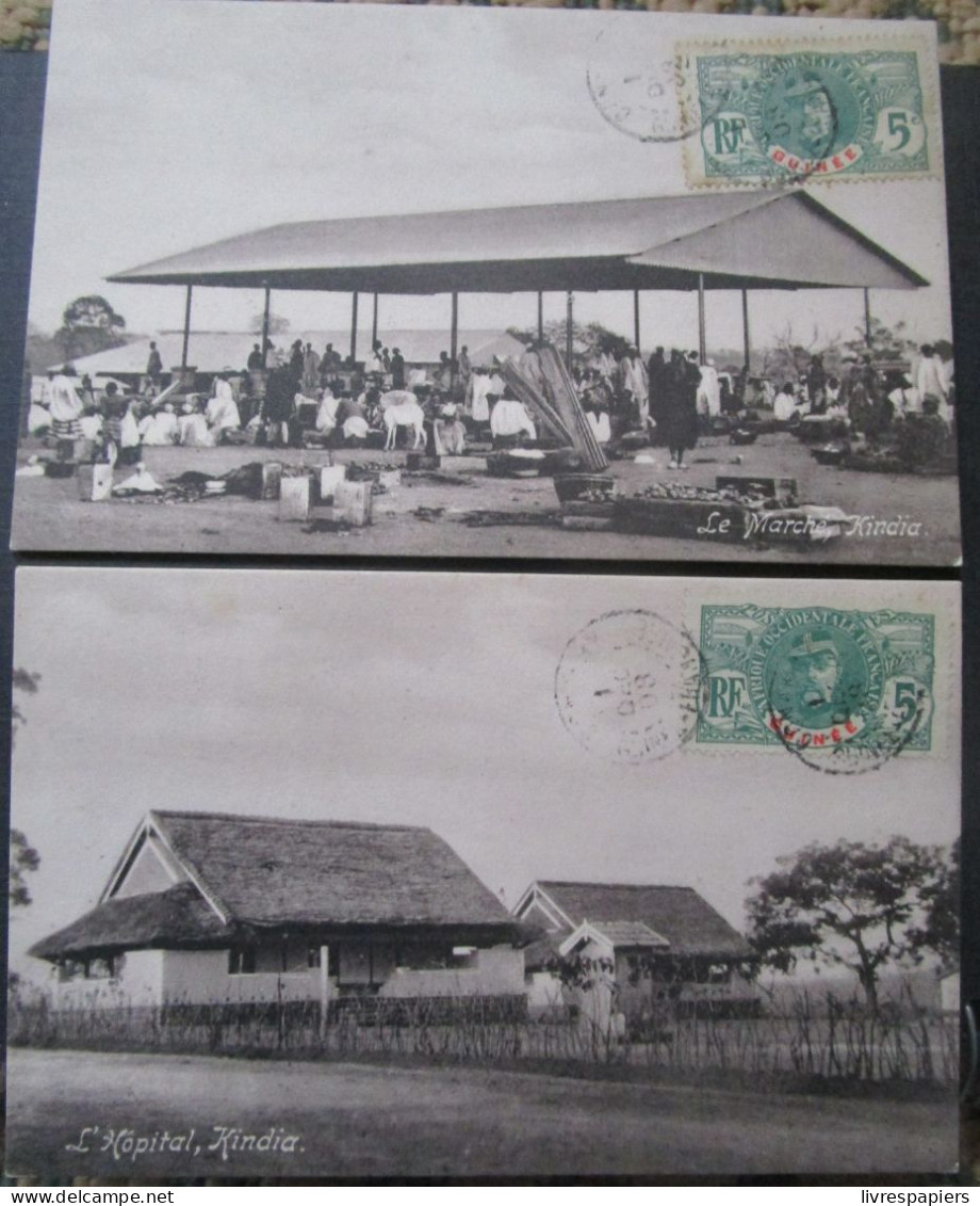 Guinée Française Kindia Lot 2 Cpa Marche Et Hopital Timbrées - Französisch-Guinea