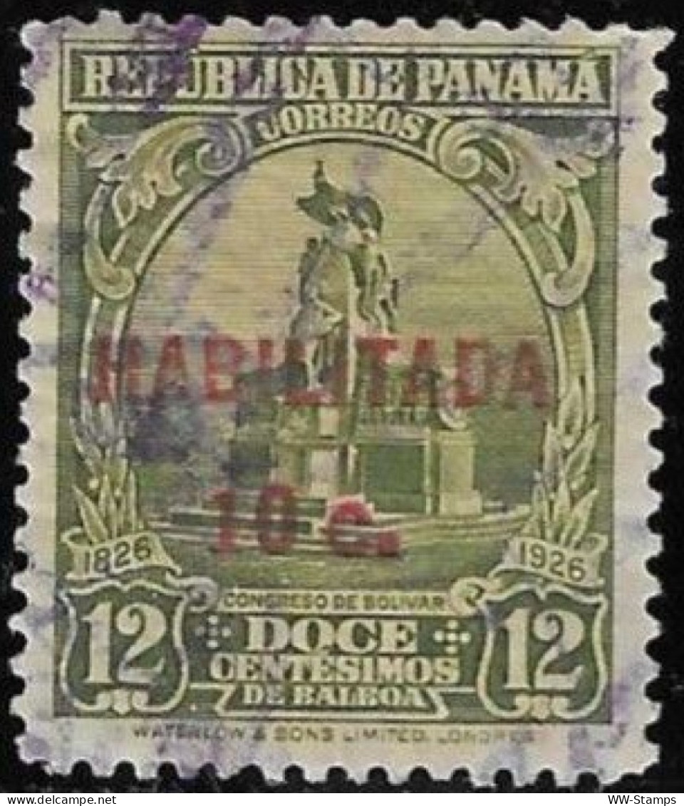 Panama 1934 Used Stamp The 100th Anniversary Of Bolivar Congress Overprinted HABILITADA Surcharged 10C [WLT1659] - Panama