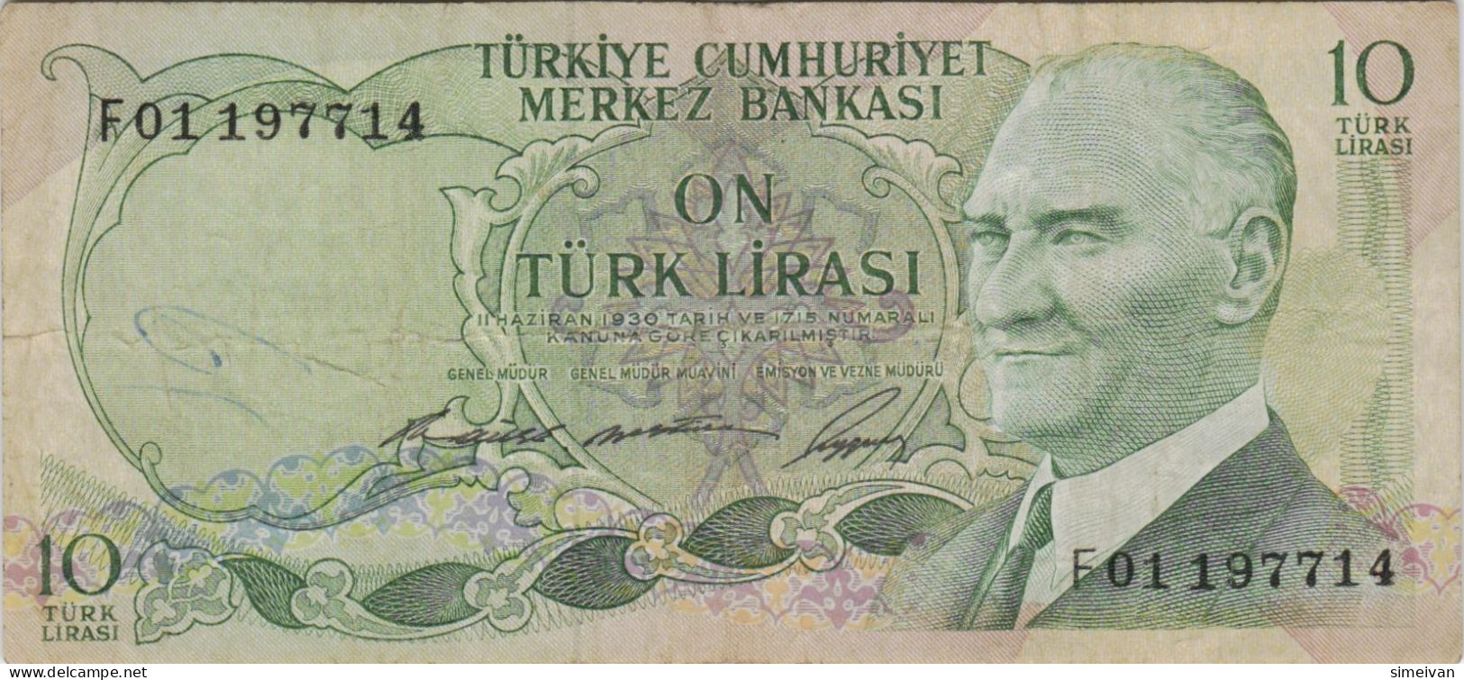 Turkey 10 Lira 1930 (1966) P-180 Banknote Europe Currency Turquie Truthahn Türkei #5180 - Turquie