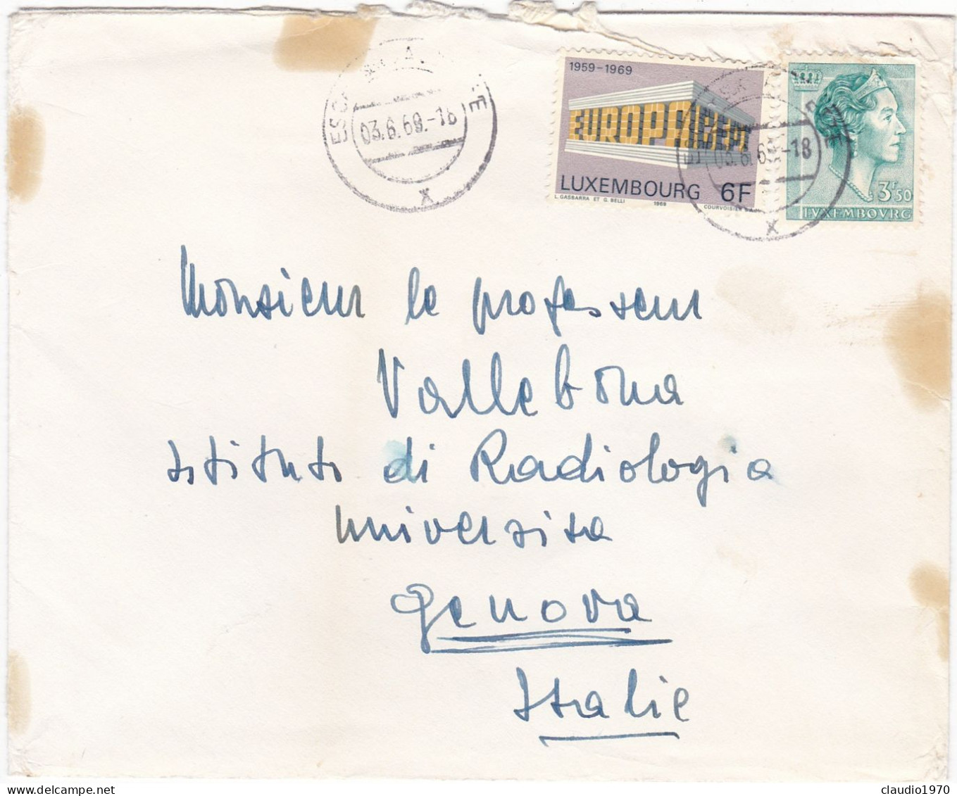 LUSSEMBURGO - BUSTA VIAGGIATA PER GENOVA - ITALIA - 1969 - Lettres & Documents