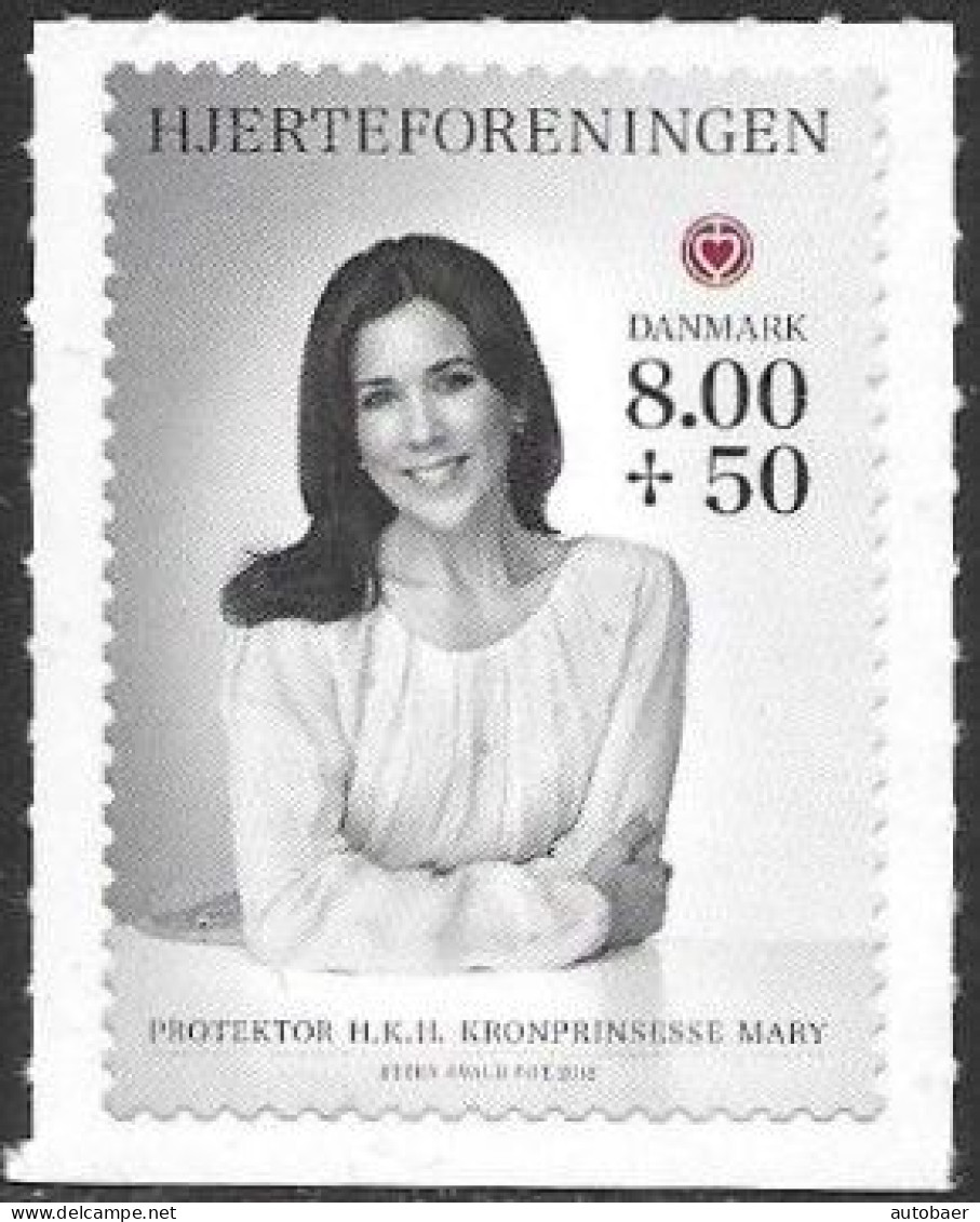 Denmark Danmark Dänemark 2012 Danish Heart Foundation Princess Mary Mi. No. 1713 ** MNH Postfr Auto Adhesif - Ongebruikt