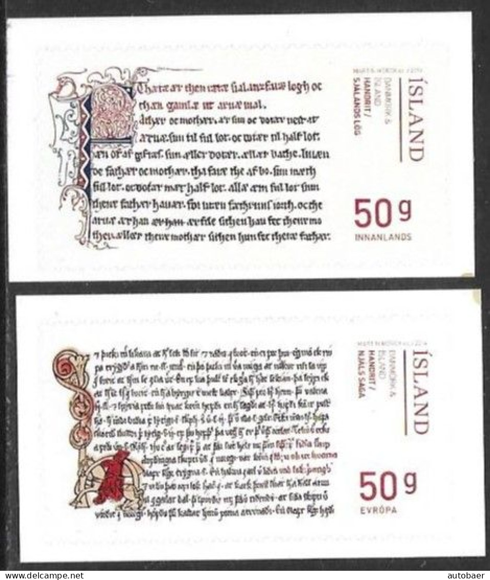 Iceland Island 2014 Manuscripts Joint Issue Denmark Mi. No. 1437-38 ** MNH Postfr Auto Adhesif - Nuovi