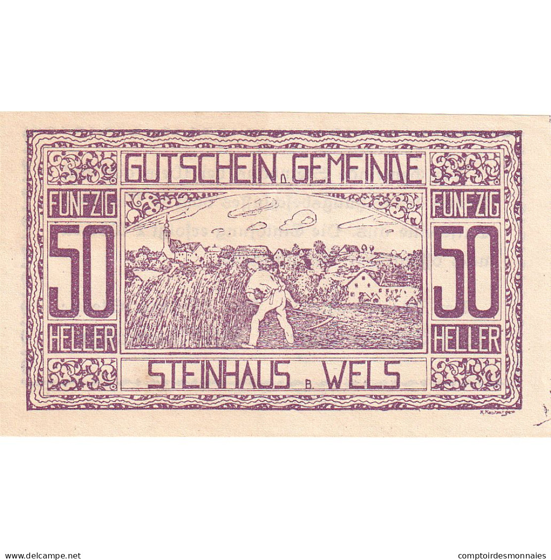 Autriche, Steinhaus, 50 Heller, Champs, 1920, SPL, Mehl:FS 1030Ia - Oesterreich