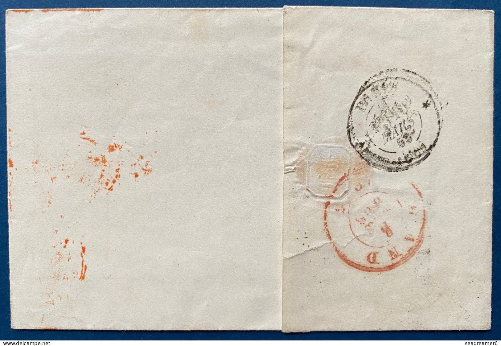 Lettre 1853 Médaillon N°5 40c Rouge Carminé + Dateur De GAND + Entrée " BELG / 5 LILLE 5 " + Timbre Insuffisant + Taxe - 1849-1850 Medaglioni (3/5)