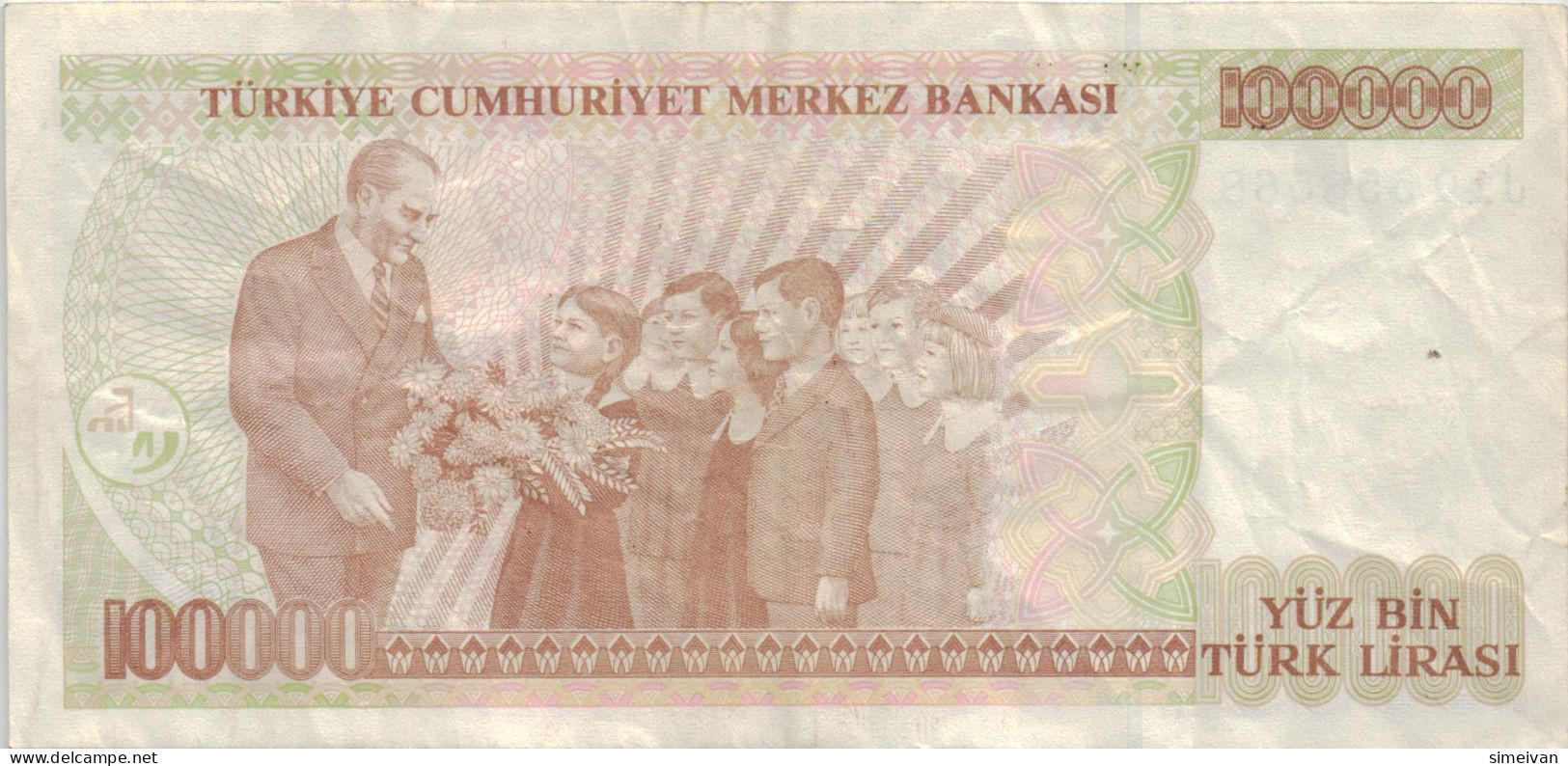 Turkey 100 000 Lira 1970 (1995) P-206 Banknote Europe Currency Turquie Truthahn Türkei #5190 - Turquie
