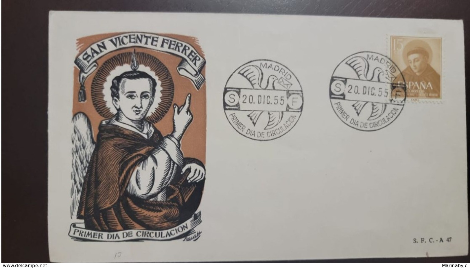 P) 1955 SPAIN, 500TH ANNIVERSARY CANONIZATION VICENTE FERRER, FDC, XF - Altri & Non Classificati