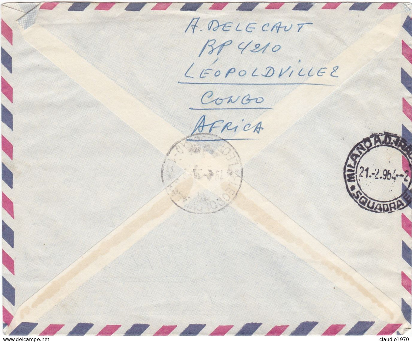 CONGO - BUSTA  - RAC. - VIAGGIATA PER  MILANO - ITALIA - 1964 - Lettres & Documents