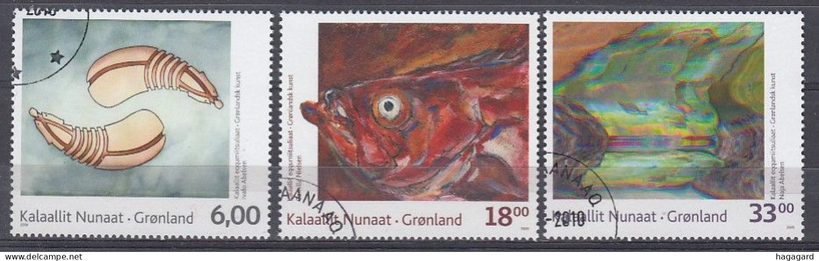 Greenland 2009. Paintings. Michel 537-39. Cancelled - Used Stamps