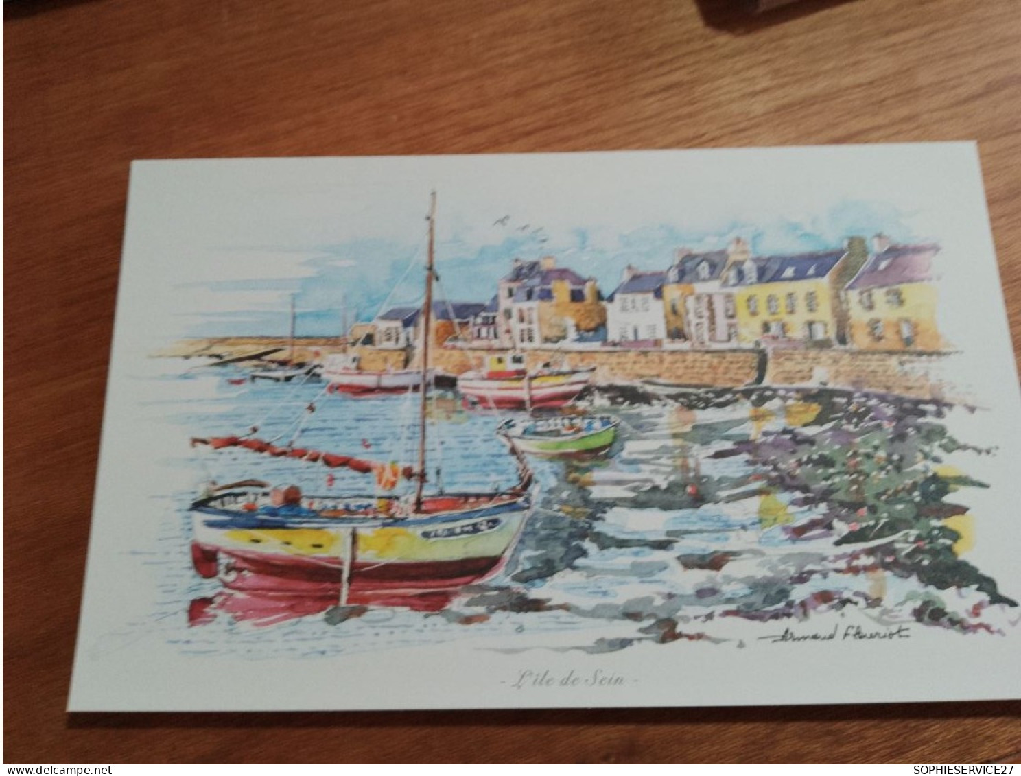 145 //  Reproduction Aquarelle 28 X 17 CMS / OFFERT PAR EDITIONS ATLAS / L'ILE DE SEIN - Aquarelles