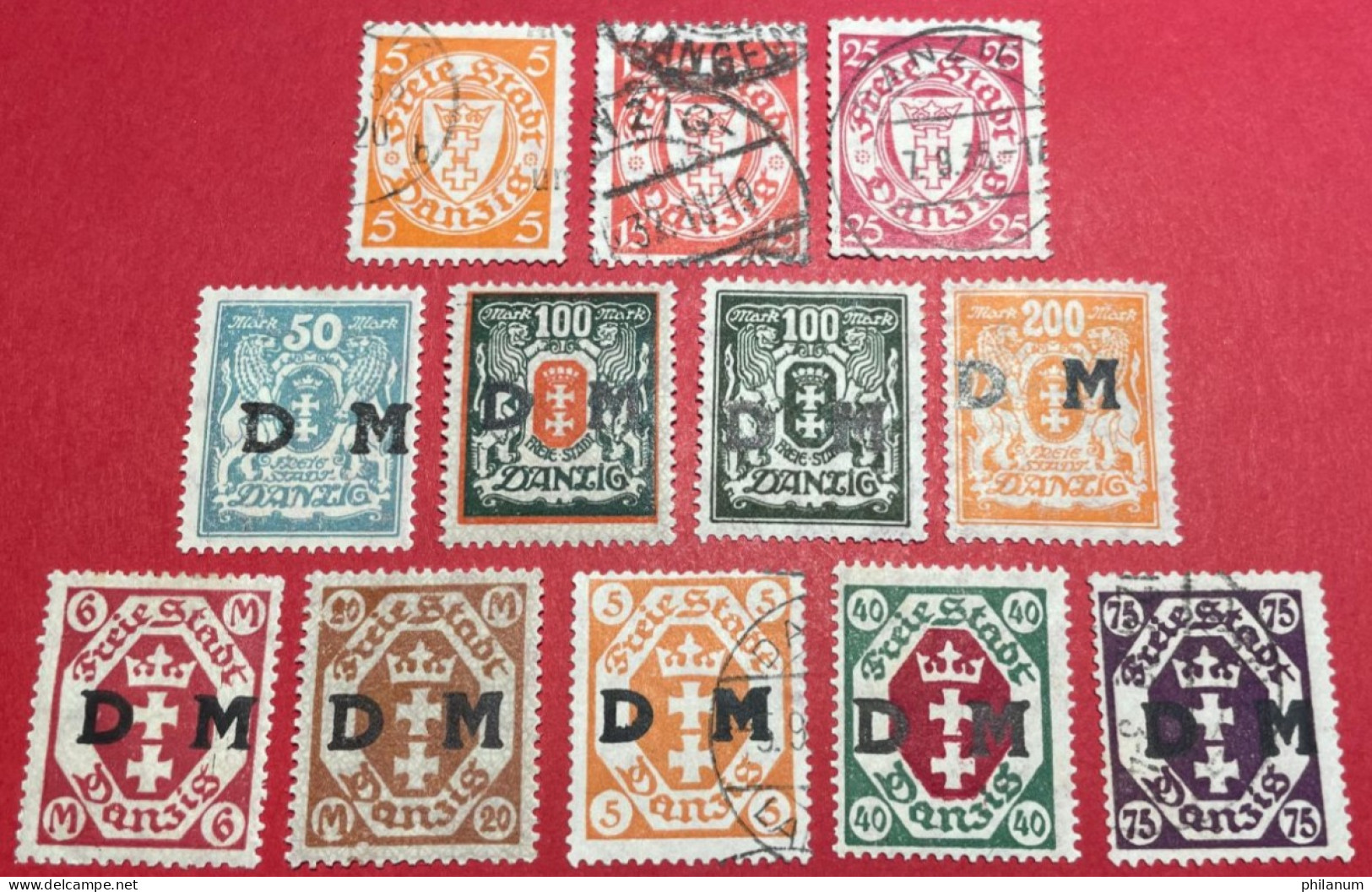 DANZICA 1921-1922 - NEW & USED - OVERPRINTED "DM" - Dienstzegels