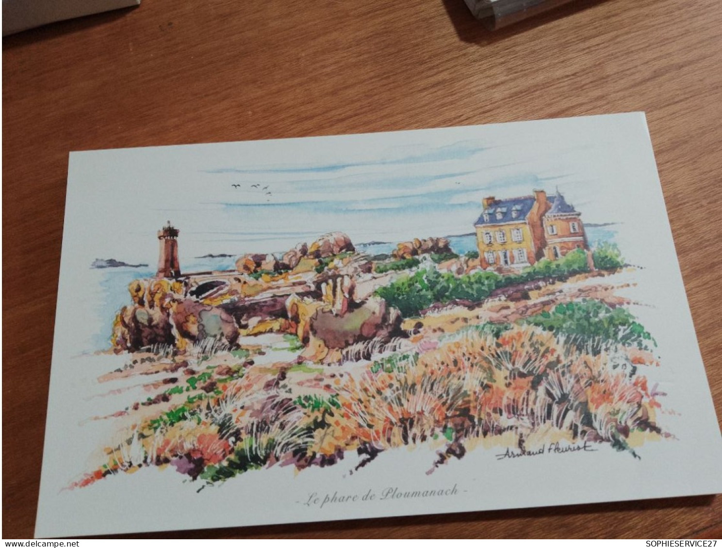 145 //  Reproduction Aquarelle 28 X 17 CMS / OFFERT PAR EDITIONS ATLAS / LE PHARE DE PLOUMANACH - Aquarelles