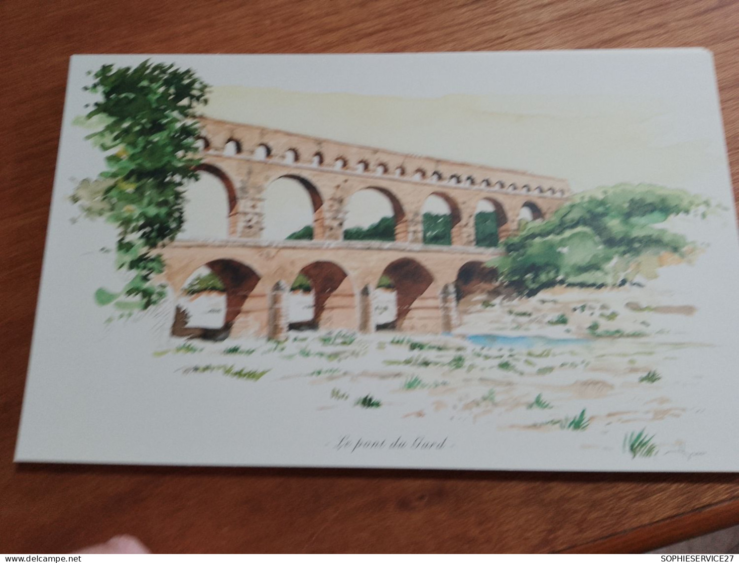 145 //  Reproduction Aquarelle 28 X 17 CMS / OFFERT PAR EDITIONS ATLAS / LE PONT DU GARD - Aquarelles