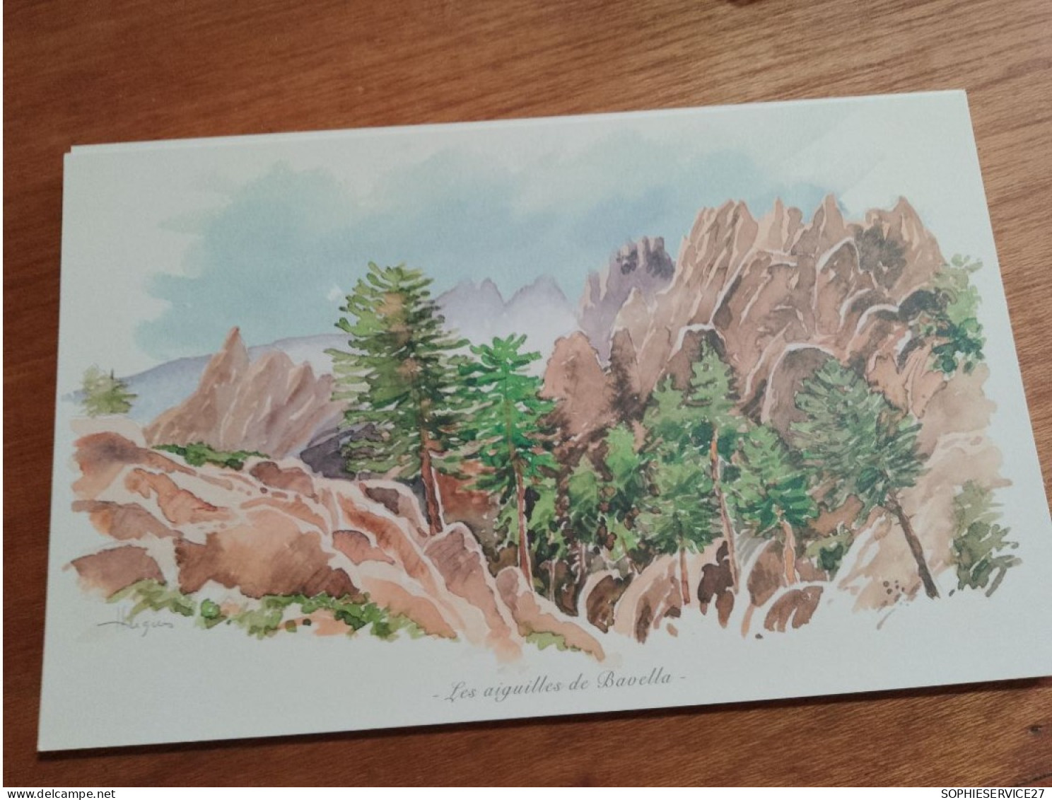 145 // Reproduction Aquarelle 28 X 17 CMS   / LES AIGUILLES DE BAVELLA - Acquarelli