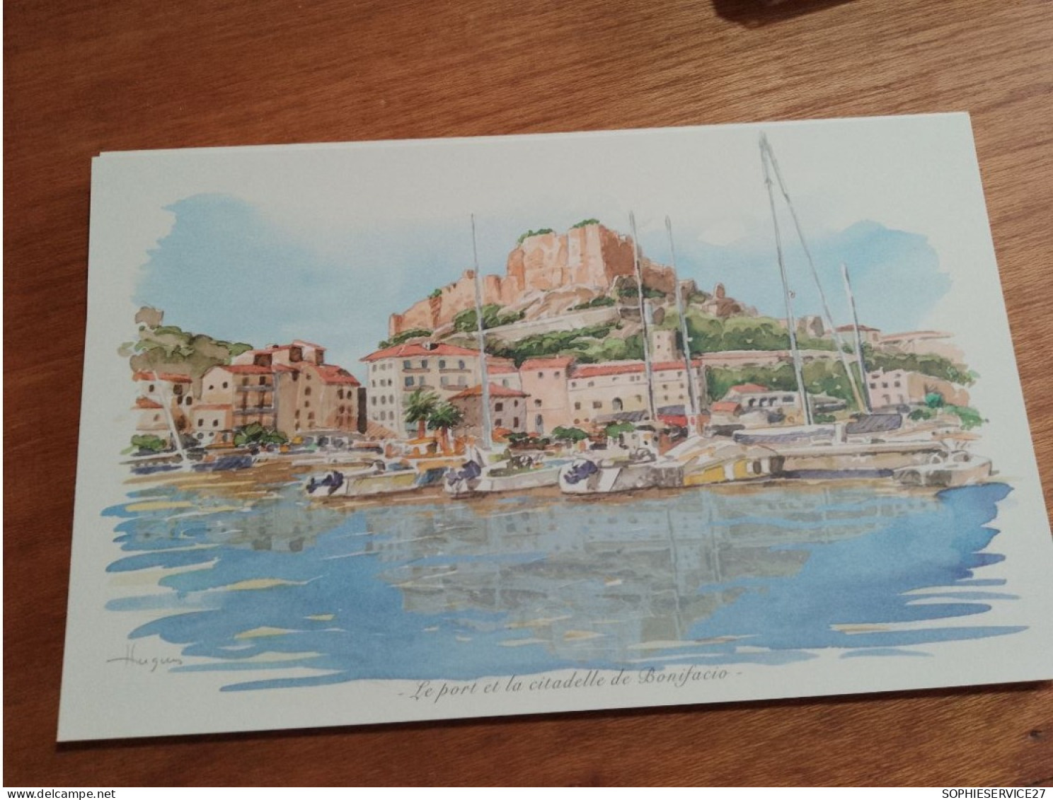 145 // Reproduction Aquarelle 28 X 17 CMS   / LE PORT ET LA CITADELLE DE BONIFACIO - Aquarelles