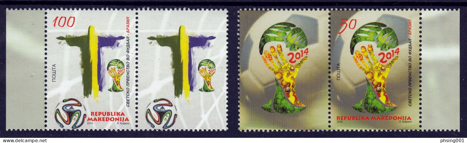 Macedonia 2014 Football Soccer FIFA World Cup Rio Brazil Brazuca, Set With Nice Label In Pair MNH - 2014 – Brésil