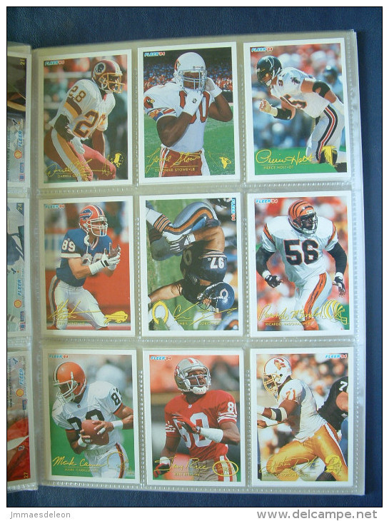 NFL American Football players cards FLEER - 85 cards in album (seems not complete)