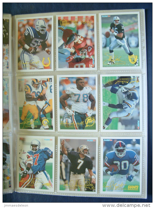 NFL American Football players cards FLEER - 85 cards in album (seems not complete)