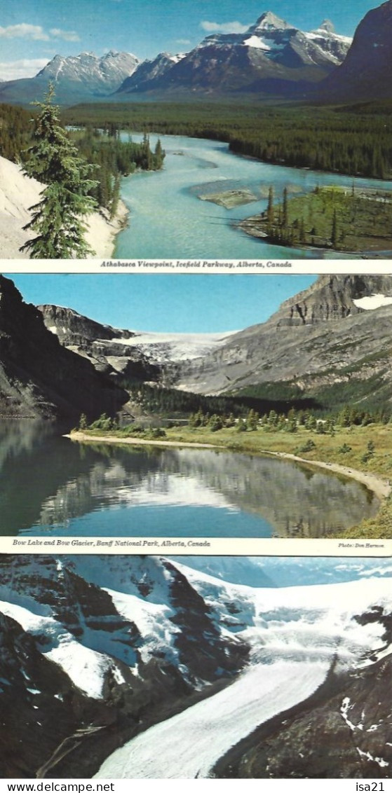 6 Cartes Postales: ALBERTA: Bow Lake And Bow Glacier, Athabasca Glacier, Jasper-Banff, Mount Edith Cavell, Tangle Falls. - Other & Unclassified