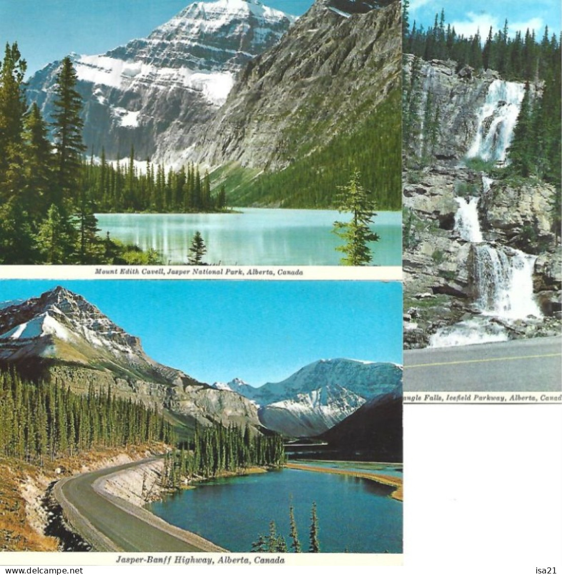 6 Cartes Postales: ALBERTA: Bow Lake And Bow Glacier, Athabasca Glacier, Jasper-Banff, Mount Edith Cavell, Tangle Falls. - Other & Unclassified