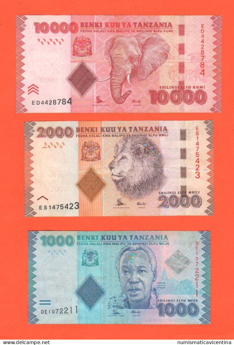 Tanzania 10000 + 2000 + 1000 Schilingi Schillings Africa Banknotes - Tansania