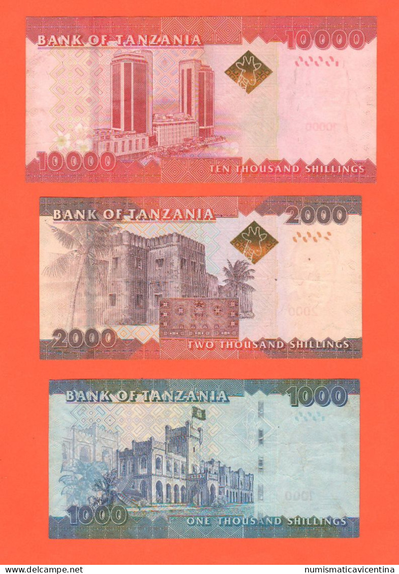 Tanzania 10000 + 2000 + 1000 Schilingi Schillings Africa Banknotes - Tansania