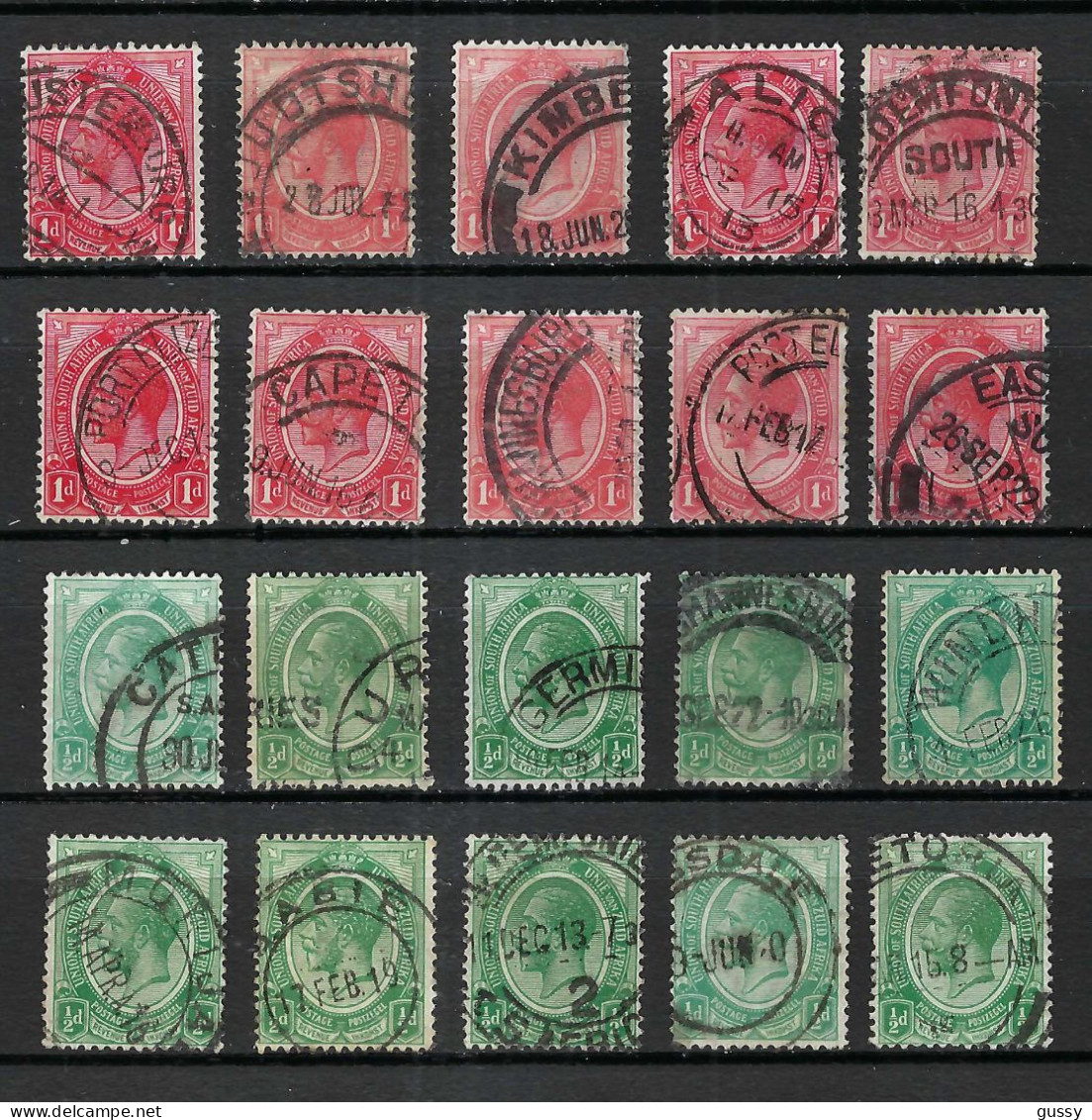 UNION SUD-AFRICAINE Ca.1920: Lot D'obl., B Oblitérations Et Nuances - Used Stamps