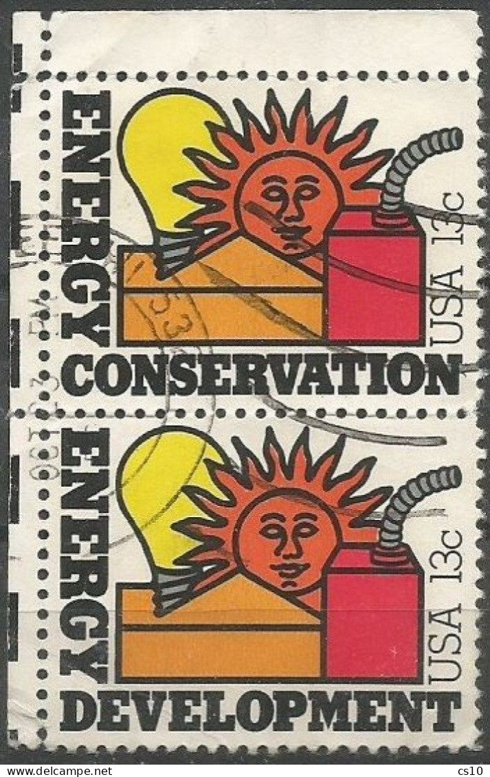 USA 1977 Energy Conservation & Development Cpl 2v Set In Vertical Pair SC.#1723/4 - VFU - Oblitérés