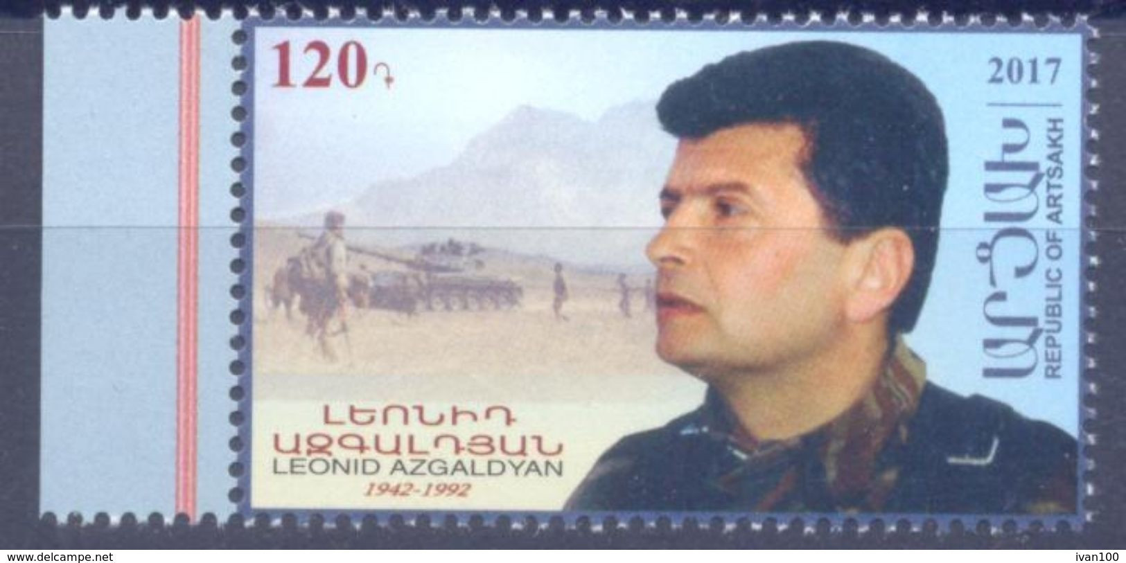 2017. Mountainous Karabakh, Leonid Azgaldyan, Hero, 1v, Mint/** - Armenia