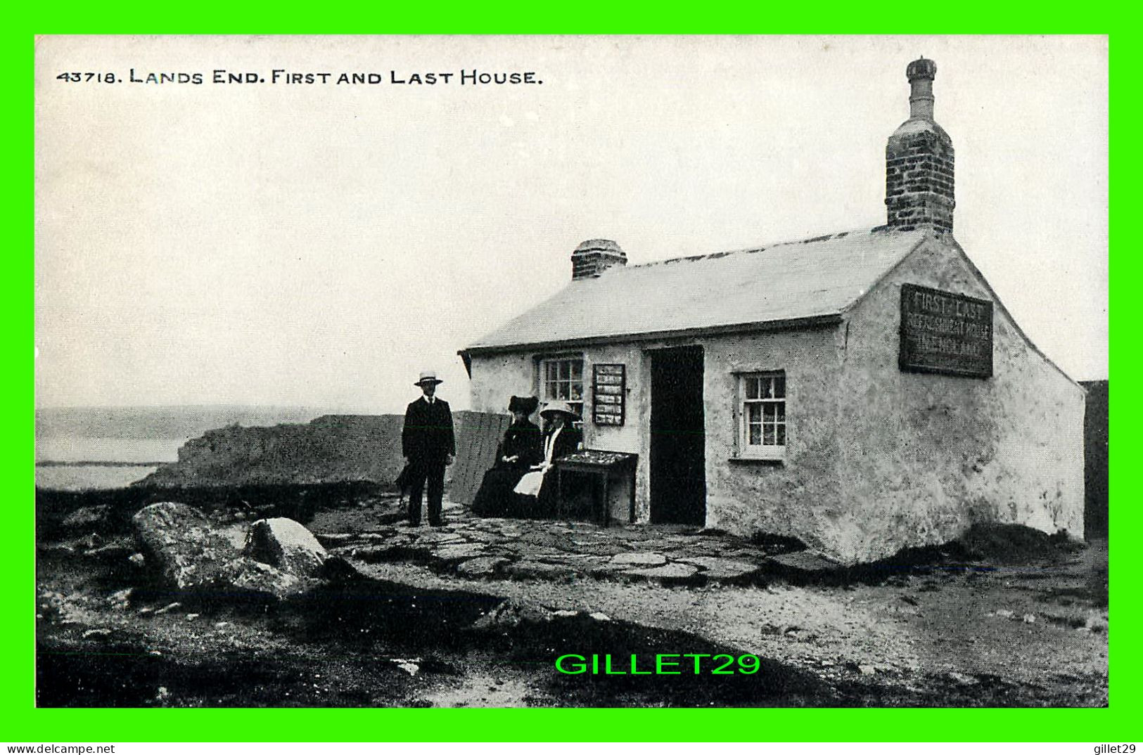 LANDS END, CORNWALL, UK - FIRST AND LAST HOUSE - ANIMATED PEOPLES - EXCLUSIVE GRANO SERIES - PHOTOCHROM CO - - Land's End