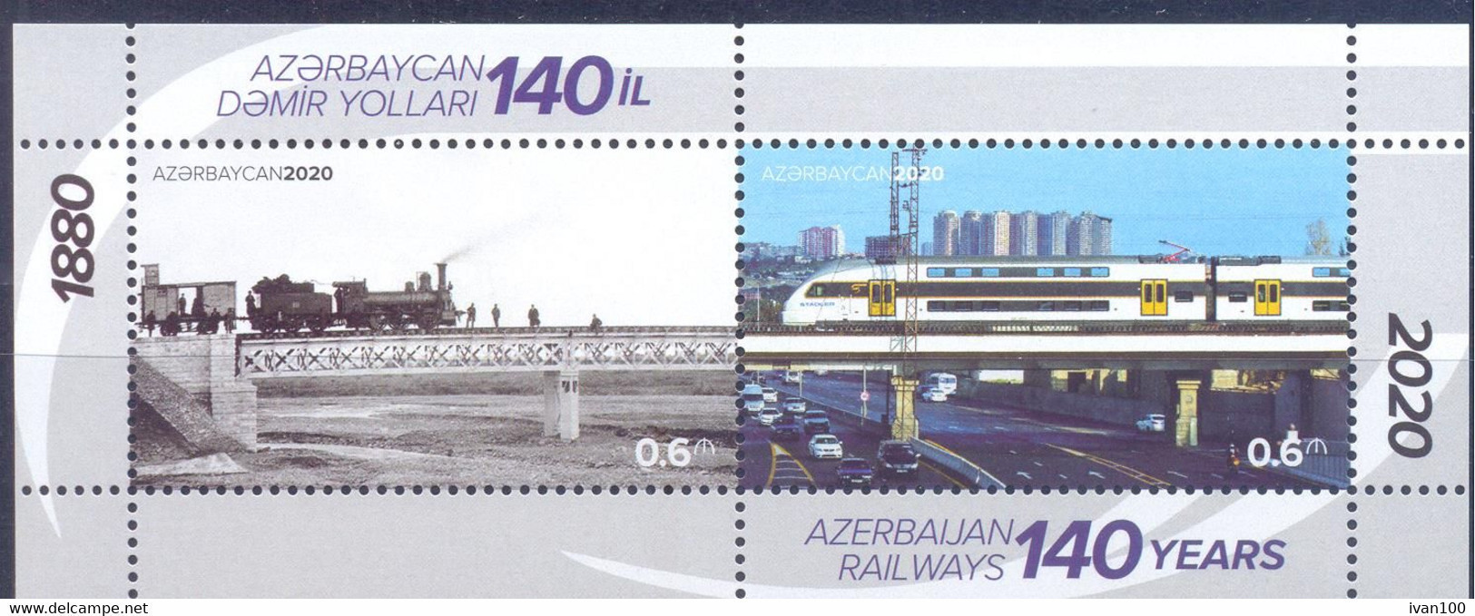 2020. Azerbaijan,  140y Of Azeri Railway, S/s, Mint/** - Azerbaïjan