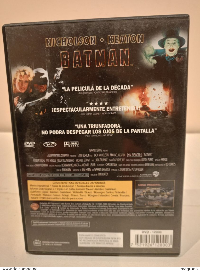 Película Dvd. Batman. 1989. Dirigida Por Tim Burton. Nicholson, Keaton Y Basinger. - Classiques