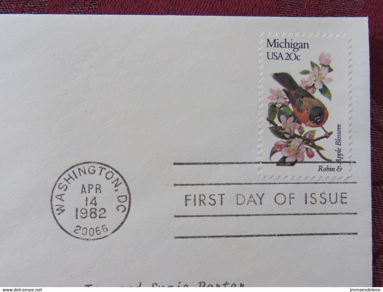 USA 1982 FDC Cover State Bird And Flower - Michigan Robin Apple Blossom - Brieven En Documenten