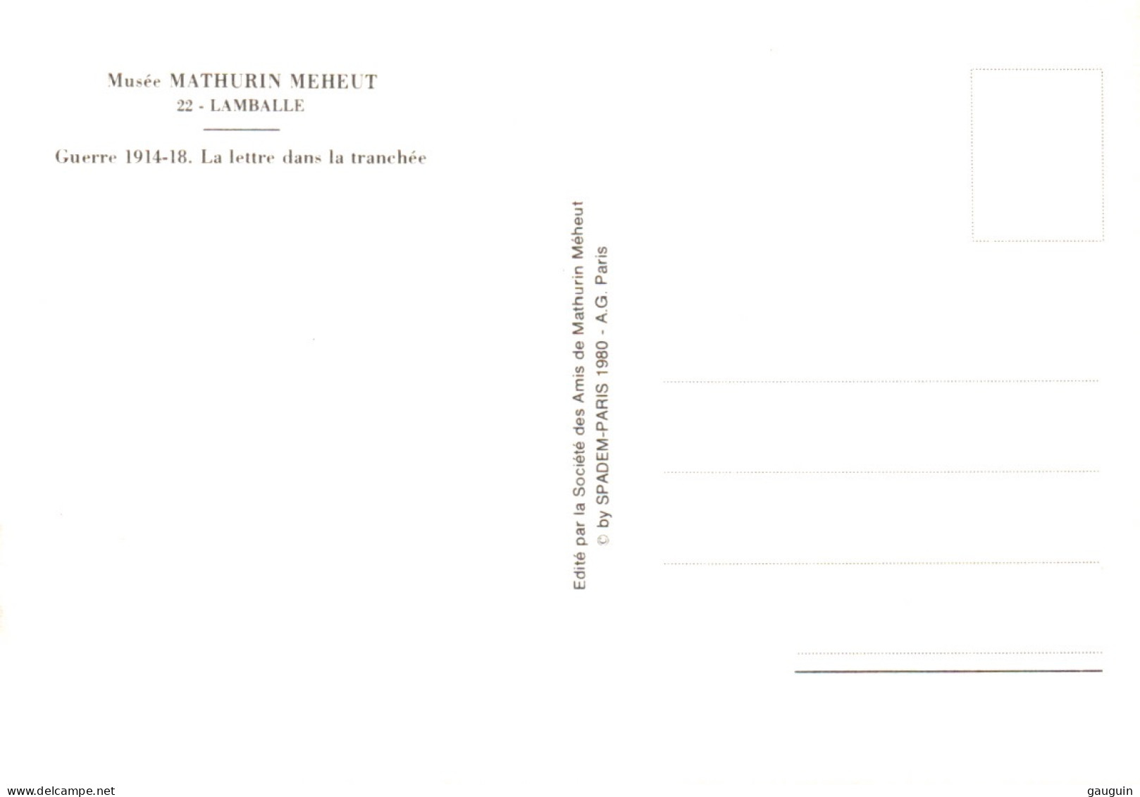 CPM - Illustration Mathurin MEHEUT - Musée LAMBALLE - Lettre Dans La Tranchée - Edition Sté Amis M.Méheut - Meheut