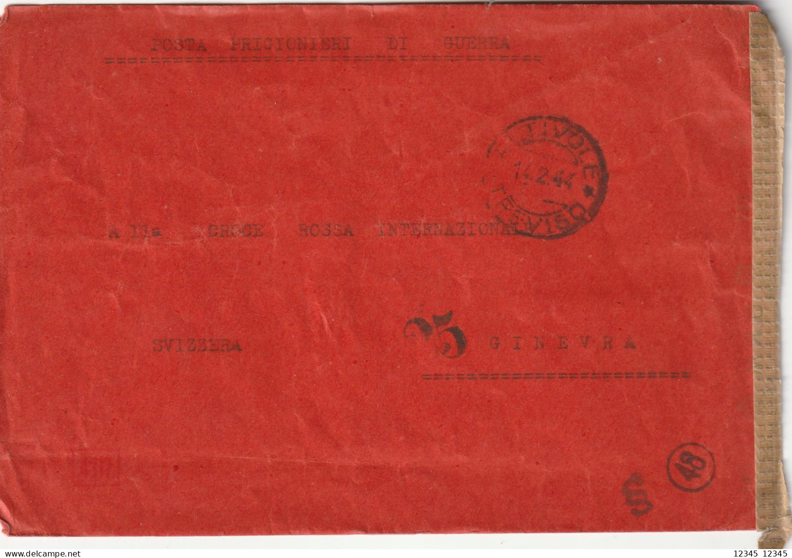 Italië 1944, Letter Send To Geneve, Swiss, Red Cross - Gebraucht