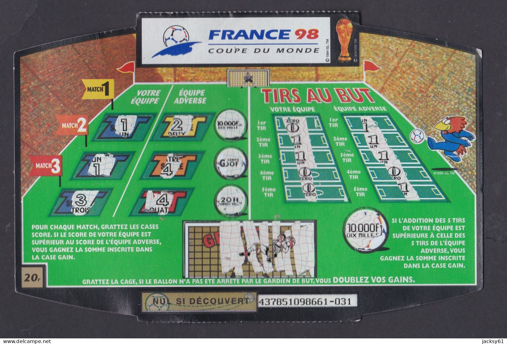 France 98 - Tirs Au But  - Emission N°1 - Billetes De Lotería