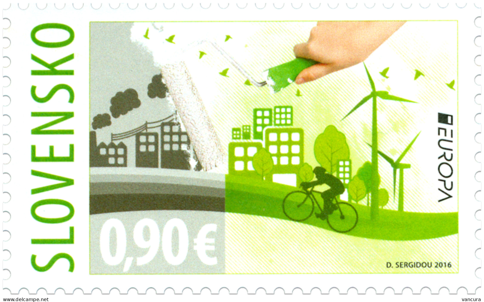 ** 611 Slovakia EUROPA 2016 Environment Pollution Bike Tree Wind Power Plant - 2016