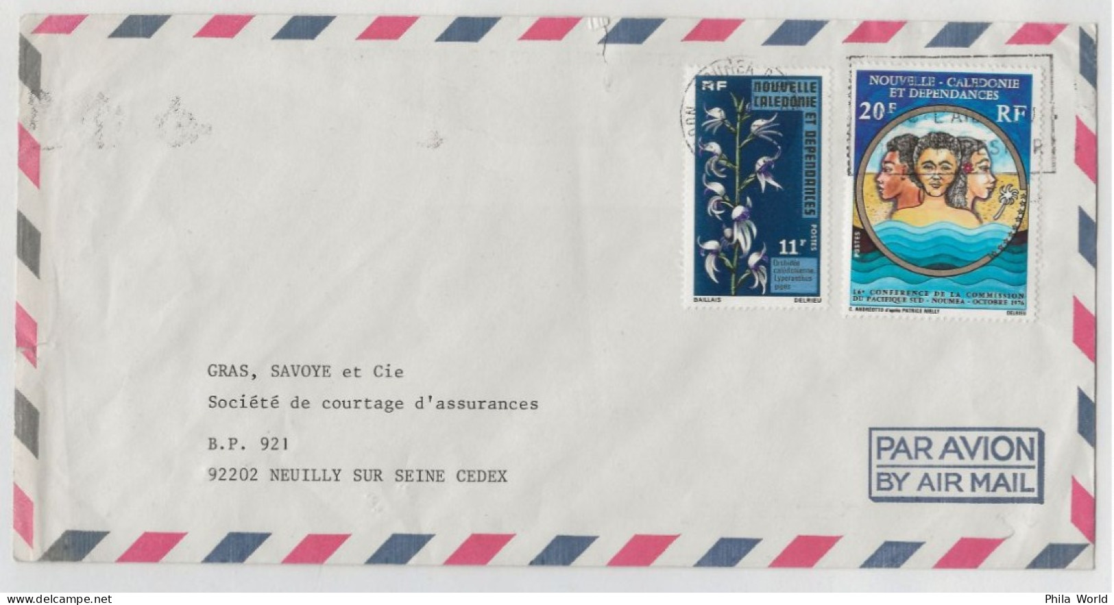 NOUVELLE CALEDONIE 1976 Lettre Par Avion NOUMEA  > France Neuilly Seine Timbre ANDREOTTO Pacifique Sud Orchidee - Covers & Documents