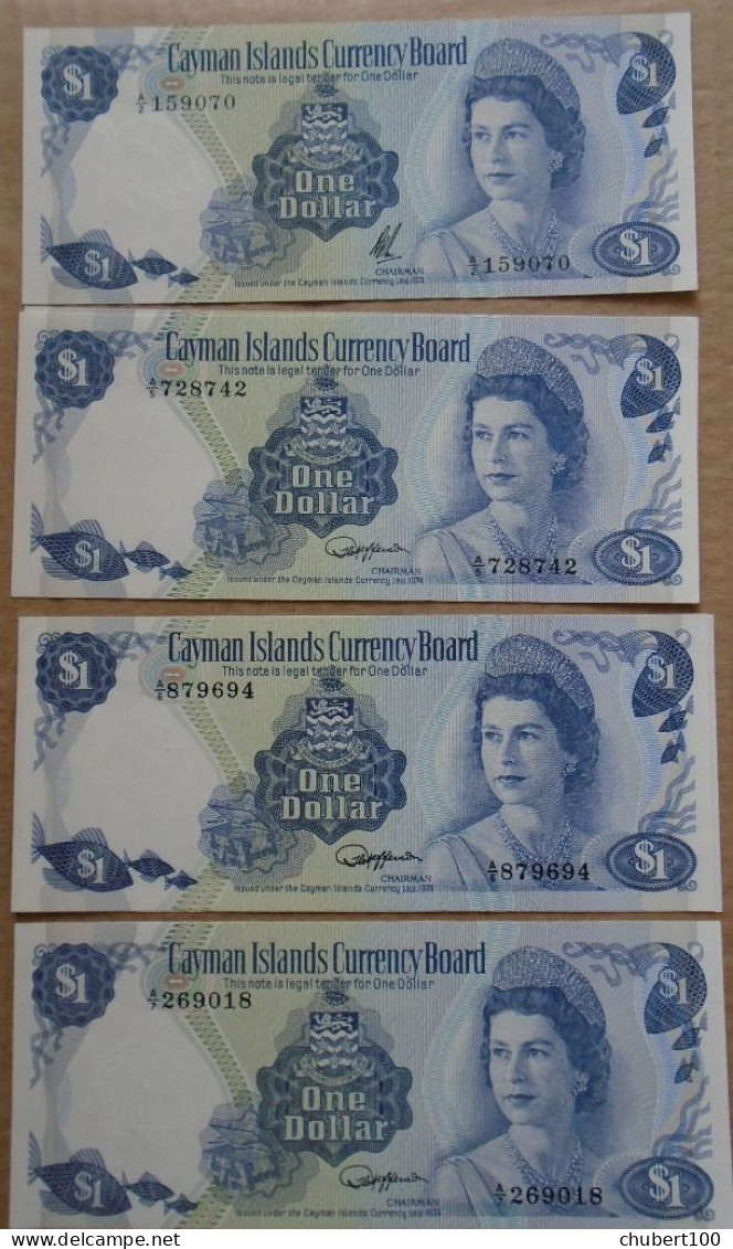 CAYMAN, P  1b  5d 5e 5f , 1 Dollar , 1971 + 1974,  UNC , A/2 A/5 A/6 A/7 - Kaaimaneilanden