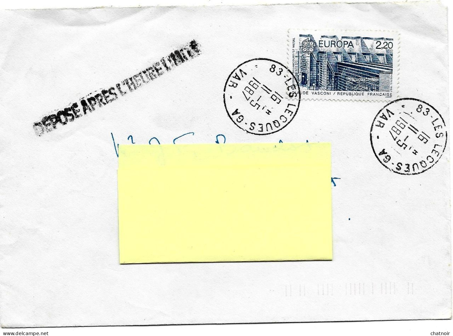 Envelop  Oblit  LES LECQUES  GA    VAR  1987  +  Déposé Apres L Heure - Bolli Manuali